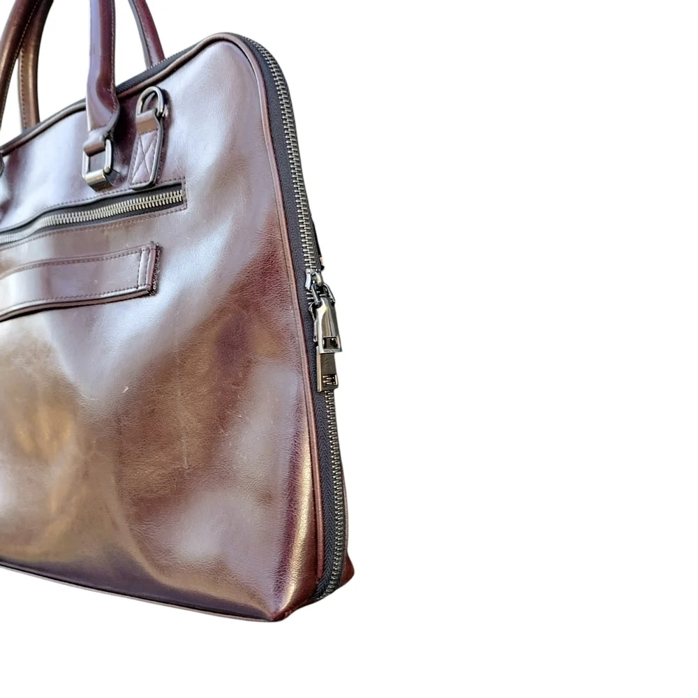 Blofinche Laptop Messenger shoulder bag Genuine Leather Briefcase 13.3 15.6 Inch